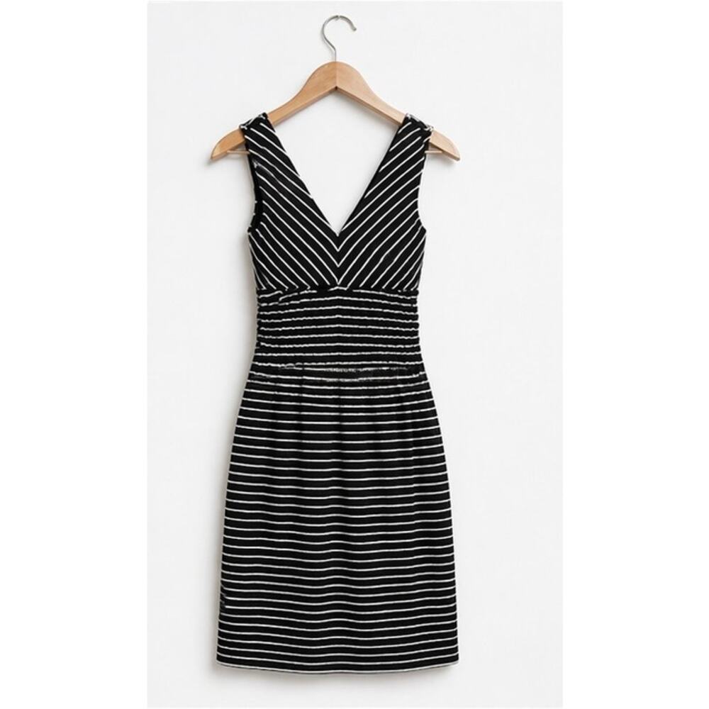 LOFT Petite Striped Dress Black White Sleeveless Stretch MP